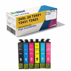 Compatible with EPSON 24XL Ink Cartridge for Photo XP-750 XP-850 Printer Ink Cartridge T2421-PrtNow