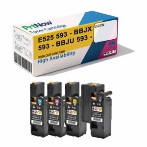 Compatible with Dell E525W Color Printer Toner Cartridge 593-BBJX, Toner Cartridge 583-BBJU, Carbon Powder Cassette