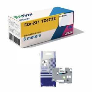 Ebis compatible with Brother label printer ribbon 12mm TZe-231 white background black letters TZe732