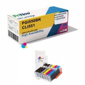 Compatible with Canon MG5450 5550 6350 6450 7150 IP7250 Ink Cartridges PGI550BK CLI551