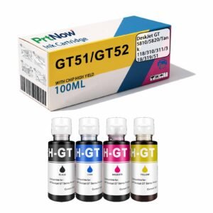 Compatible HP GT51 GT52 Ink GT53XL Black & Color 5810 5820 Printer Ink Cartridge Continuous Ink Supply System-PrtNow