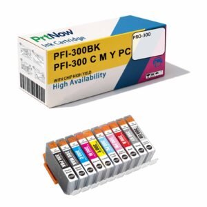 Compatible with Canon PFI-300 Ink Cartridge, Canon PRO-300 Printer Ink Cartridge, High Color Photo Black, Blue, Red, Yellow