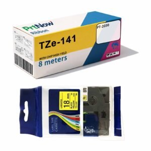 Ebis compatible Brother label printer ribbon 18mm TZe-141 transparent base black letter series