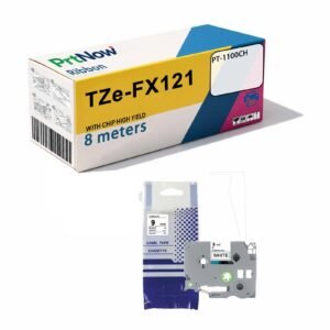 Ebis compatible Brother cable label printer ribbon 9mm black background with white letters TZe-FX121 series-PrtNow